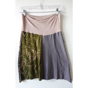 Vintage Y2K Skirt Womens Medium Boho Patchwork Stretch Pull On Artsy Patterned